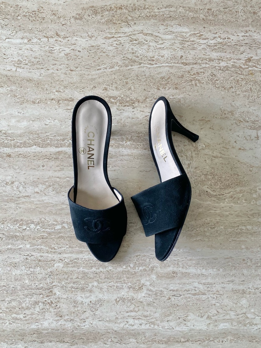 Vintage Chanel CC Mule Sandal Heels